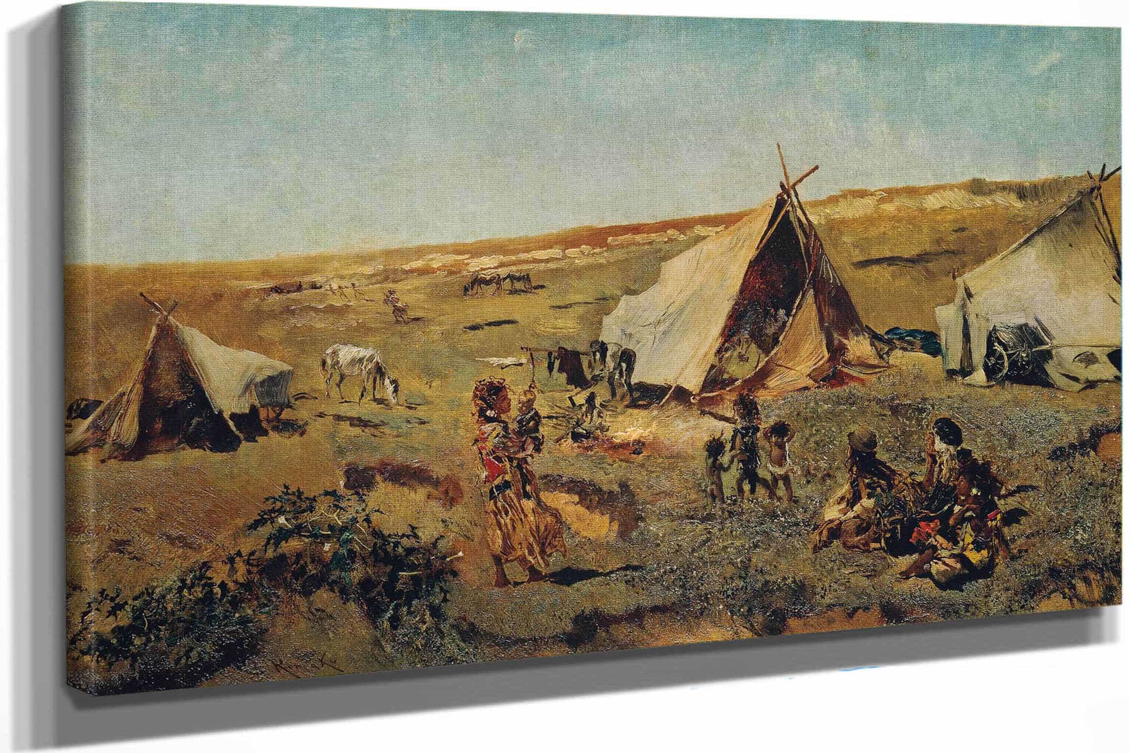 Zigeunerlager In Der Puszta by Anton Romako