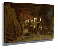 Zimmermannswerkstatt Die Familie Des Holzhackers by Max Liebermann