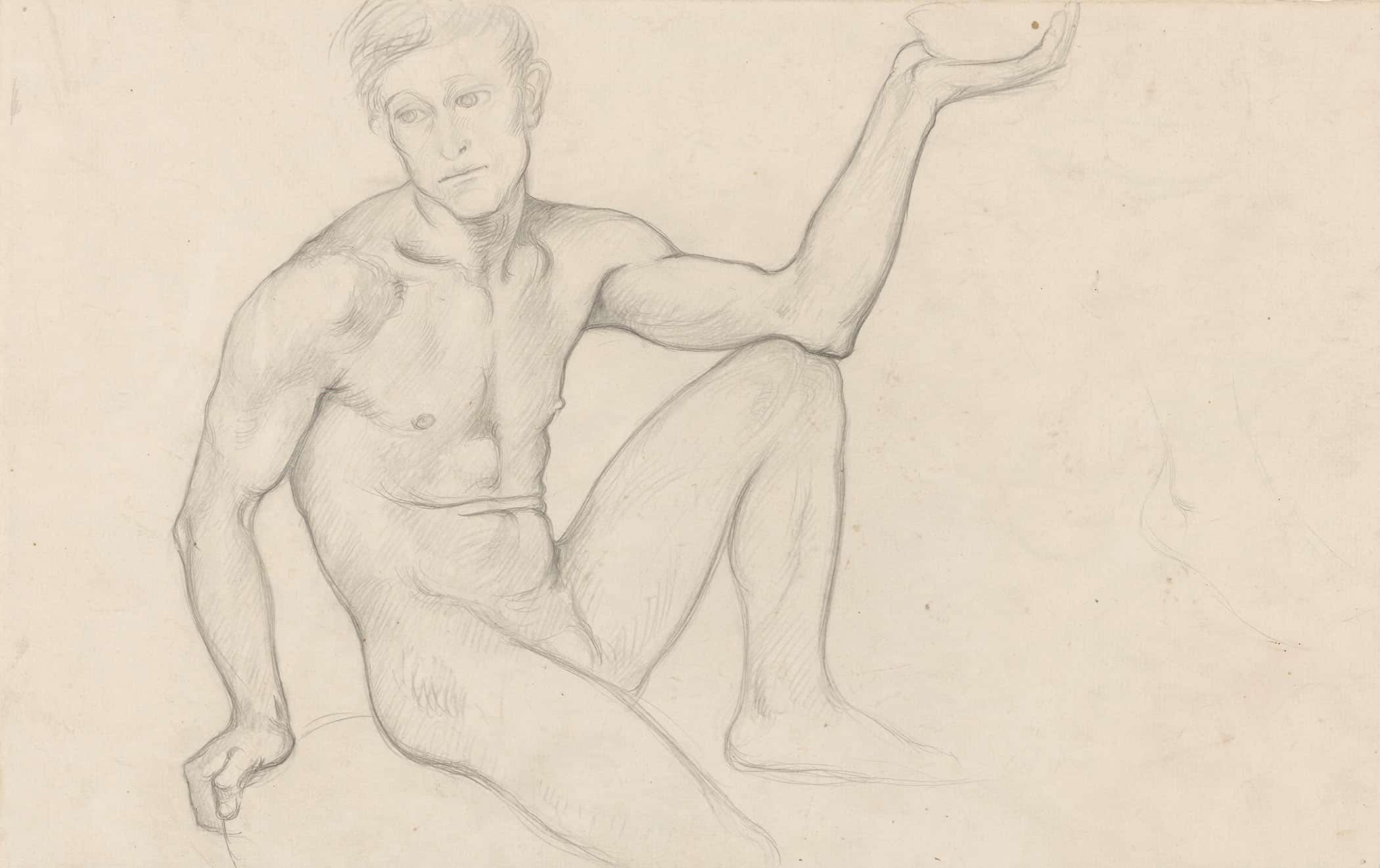 Zittend Mannelijk Naakt Met Schaal  by Richard Nicolaus Roland Holst