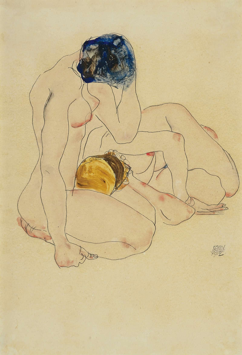 Zwei Freundinnen Two Friends by Egon Schiele