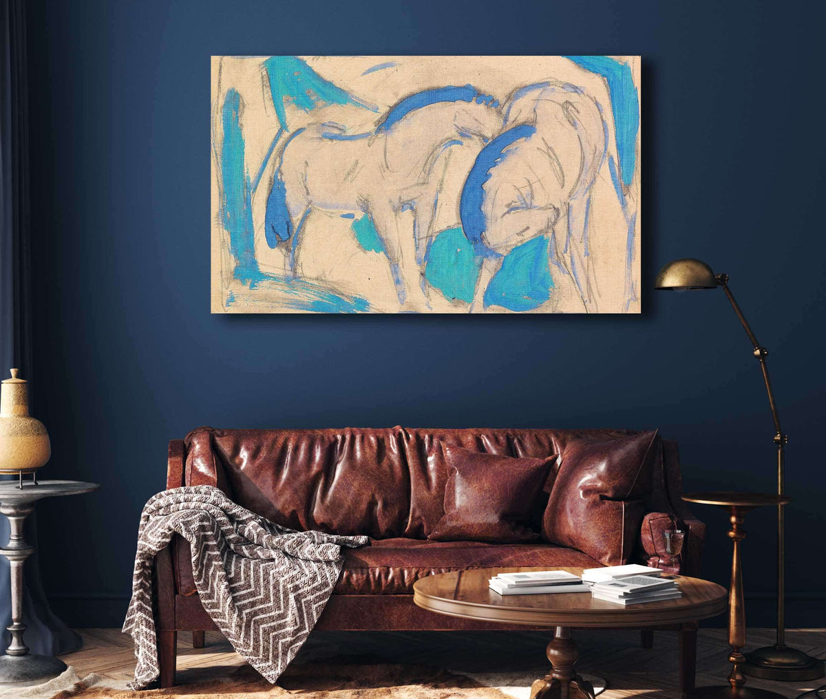 Zwei Pferde Blaugrun by Franz Marc