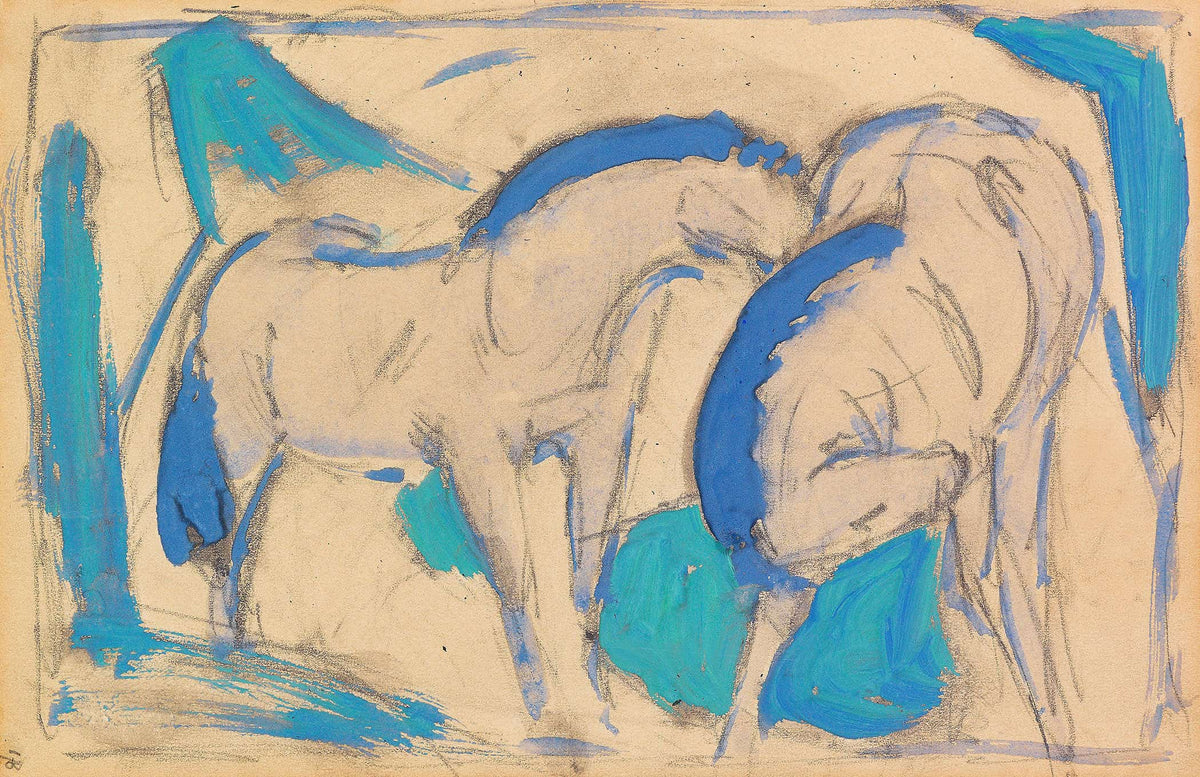 Zwei Pferde Blaugrun by Franz Marc
