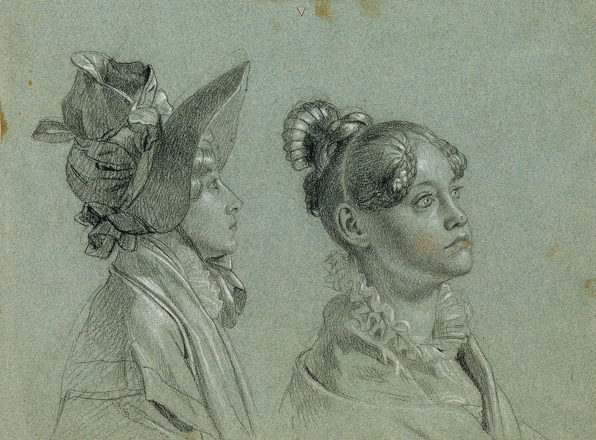 Zwei Weibliche Studien Zu Ruckkehr Des Kaisers Franz Aus Pressburg Before by Johann Peter Krafft